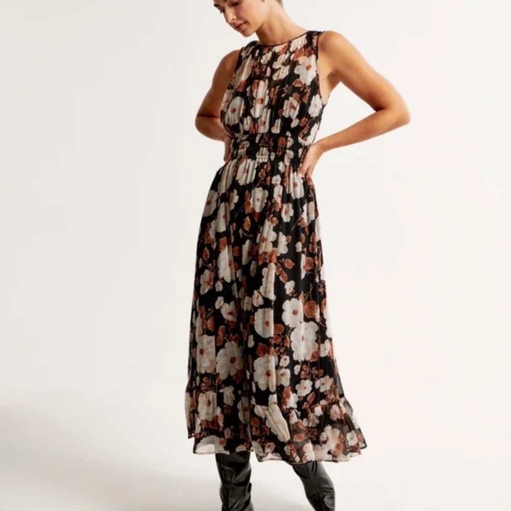 Abercrombie & Fitch Midi Black Floral Dress